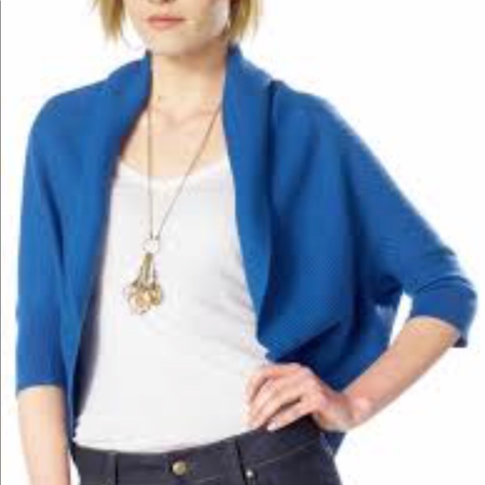 Saks linen poncho shrug denim blue